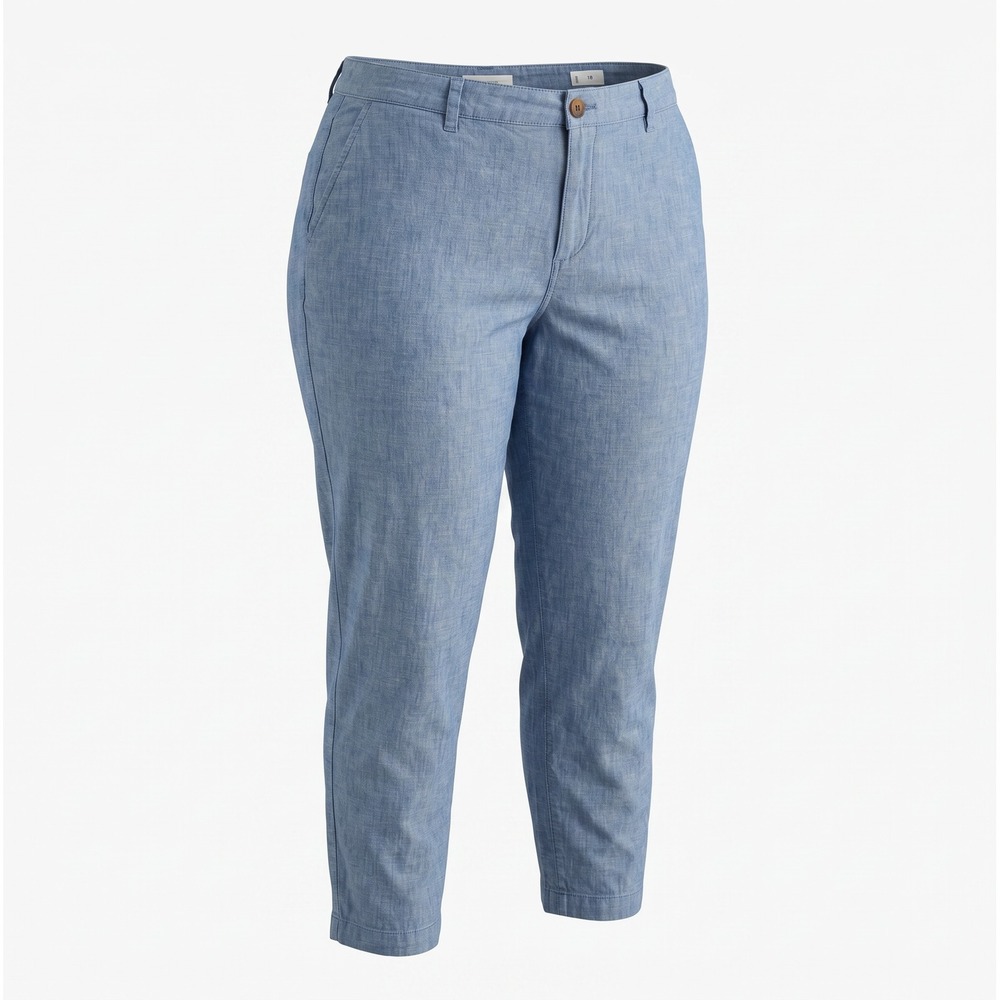 GAP Girlfriend Khaki Chambray High-Rise Chinos Ankle Length, Size 18